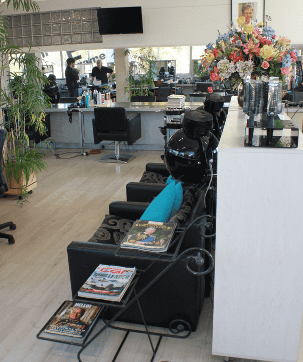 Hair salon in Somerset West showing chairs and professional hair drying equipment.